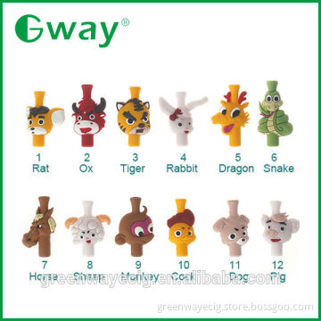 Newest 510 animal drip tip Chinese 12 zodiac wholesale drip tips 12 animals silica gel drip tip